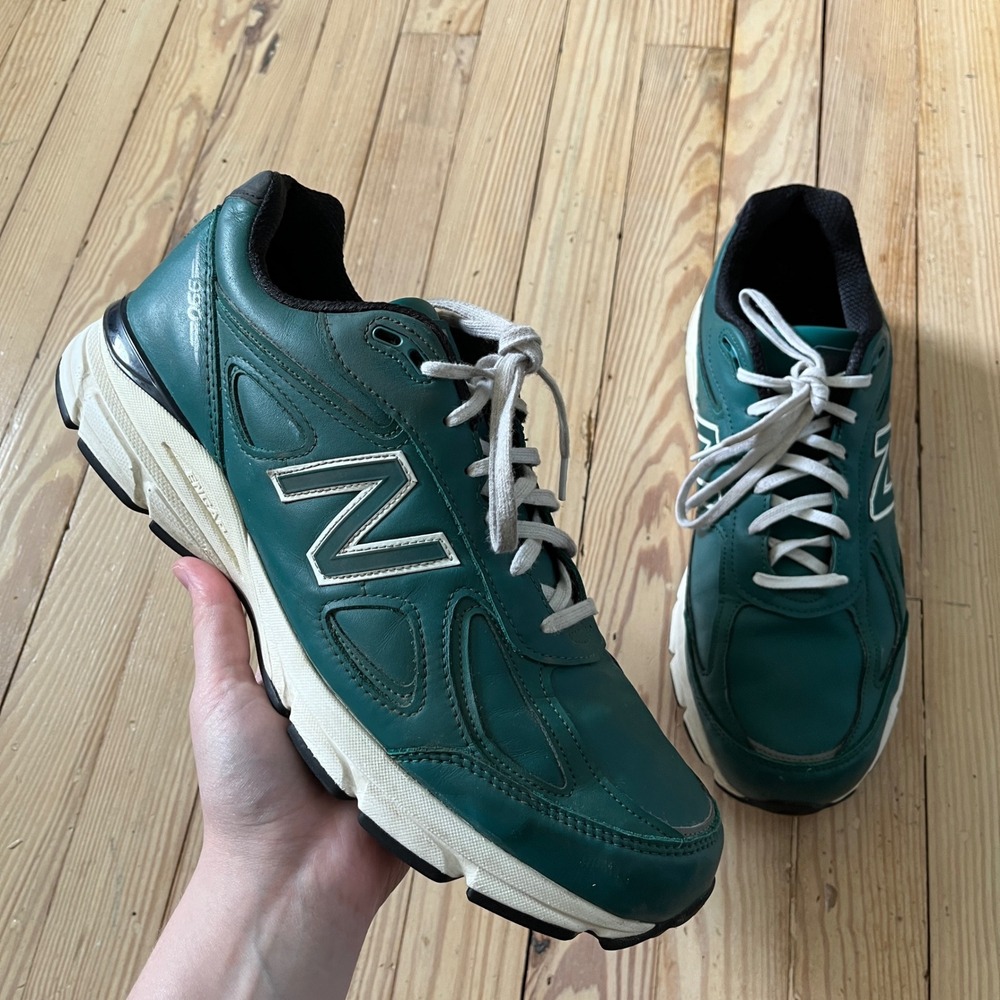 New Balance 990v4 Sneakers Mens 13D Teal Green Leather Made in USA U990TW4 y2k